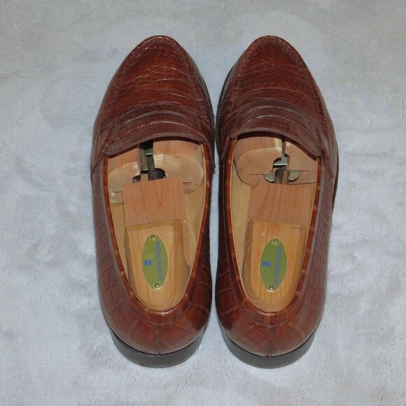 J.M. Weston 180 Brown Crocodile Leather Loafers US 9.5 D main image 4